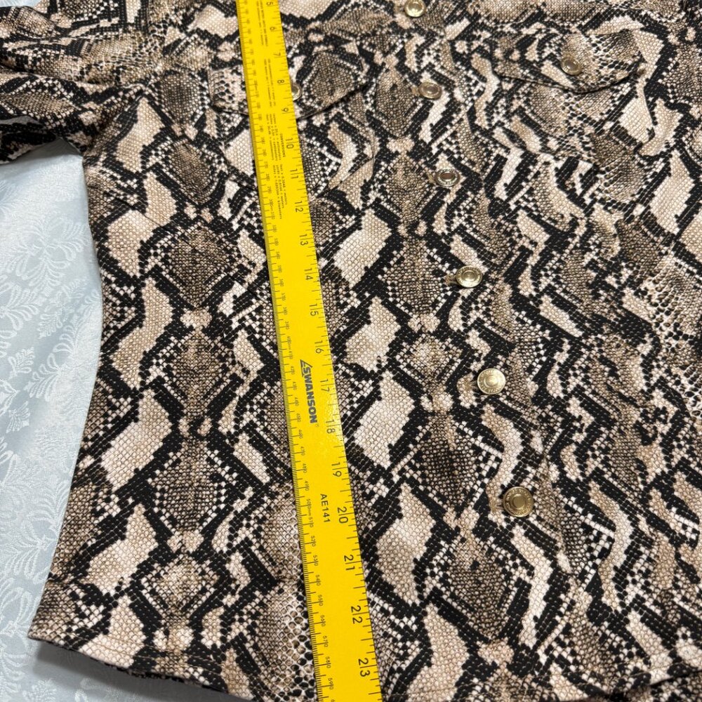 Boston Proper Desert Python Ruched Sleeve Jacket Size Medium - Picture 10 of 14